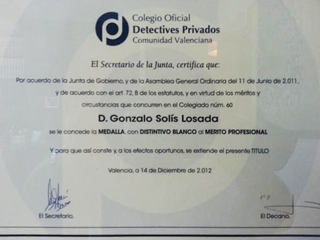 Diplomas y certificados de Detectives Inve en A coruña