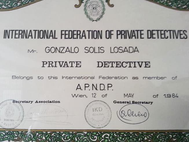 Diplomas y certificados de Detectives Inve en A coruña